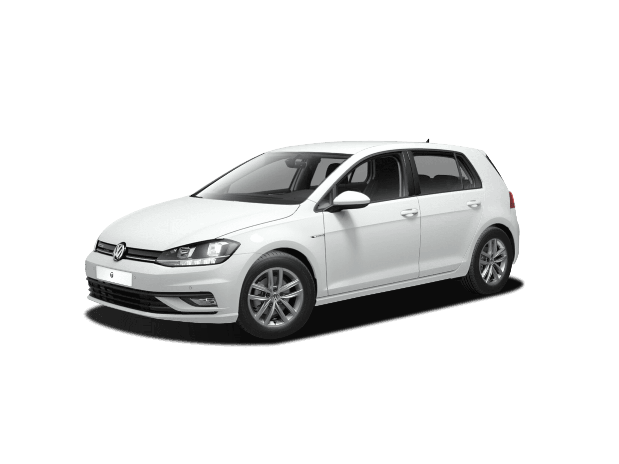 Volkswagen Golf bianca su sfondo neutro